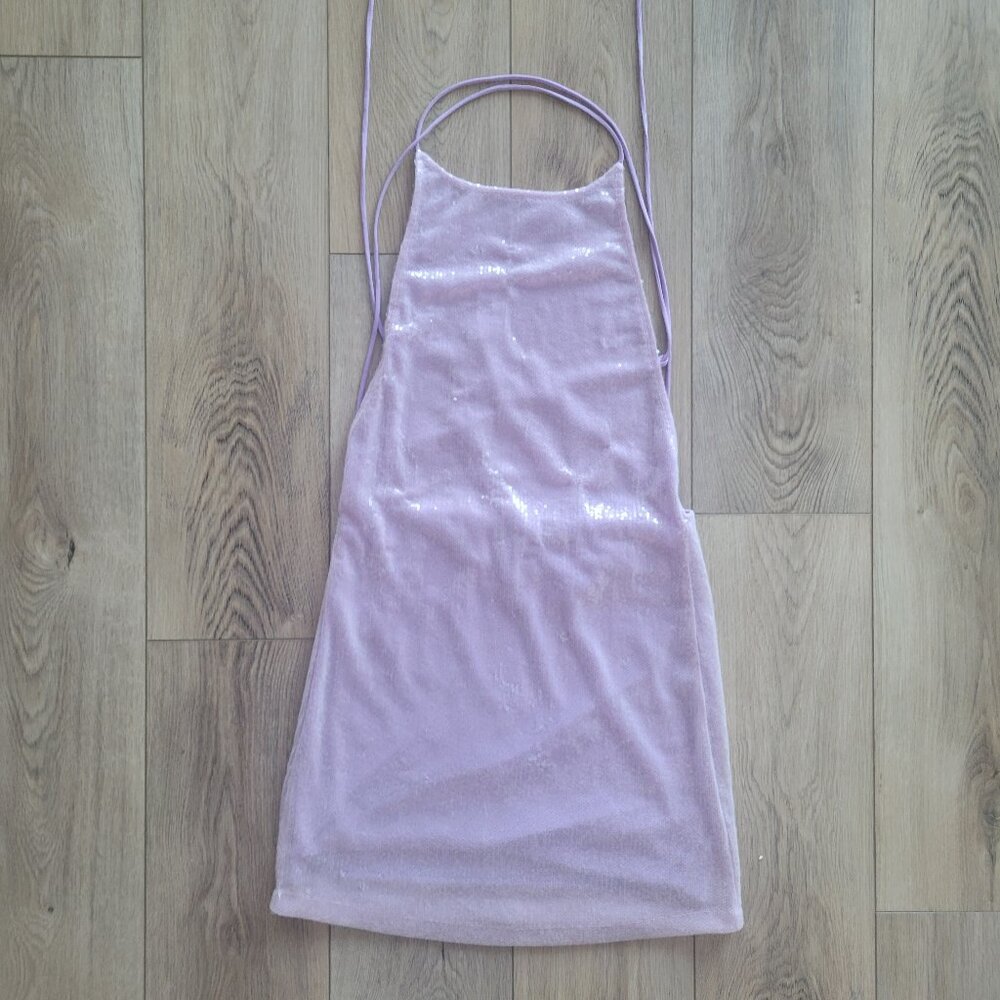 Motel Lavender Sequin Crossback Mini Dress